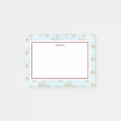 Golden Snowflake Crystals on Frosty Blue Christmas Post-it Klebezettel (Vorderseite)