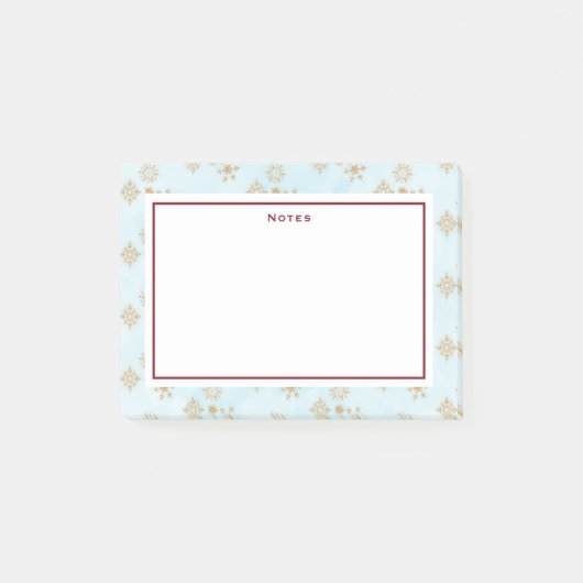Golden Snowflake Crystals on Frosty Blue Christmas Post-it Klebezettel (Vorderseite)