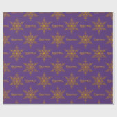 Golden Snowflake Elegante Lila Weihnachten Geschenkpapier (Flach)