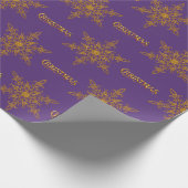 Golden Snowflake Elegante Lila Weihnachten Geschenkpapier (Ecke)