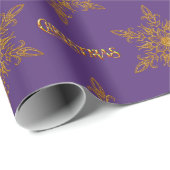 Golden Snowflake Elegante Lila Weihnachten Geschenkpapier (Rolleneckpunkt)