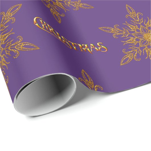 Golden Snowflake Elegante Lila Weihnachten Geschenkpapier (Rolleneckpunkt)