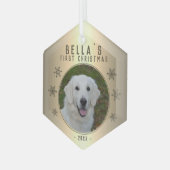 Golden Snowflake Foto Ornament Aus Glas (Vorderseite Links)