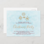 Golden Snowflake Kristallseen auf Frosty Blue Einl Postkarte (Vorne/Hinten)