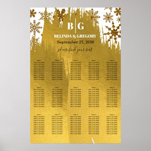 Golden Snowflake Weihnachten Hochzeit Seekarte Poster (Vorne)