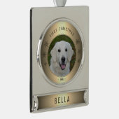 Golden Snowflake Welpe Foto Cermant Banner-Ornament Silber (Rechts)