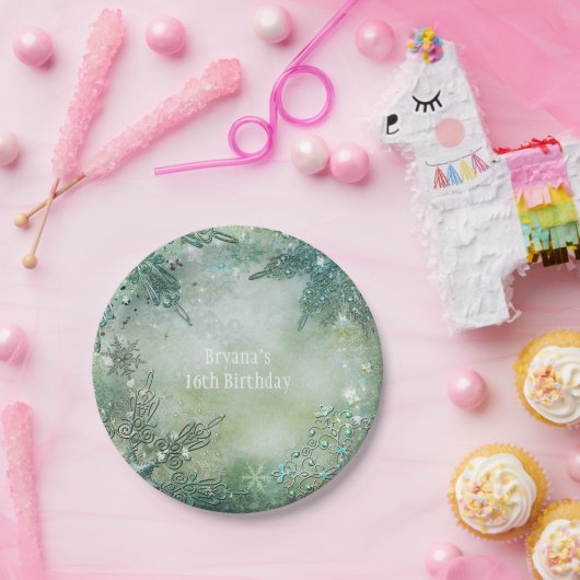 Golden Snowflake Wonderland Party Pappteller (Party)