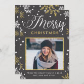 Golden Snowflakes Christmas Newsletter Feiertagskarte (Vorne/Hinten)