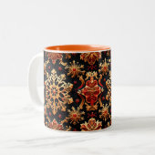 Golden Snowflakes Elegant Winter holidays Design Zweifarbige Tasse (Vorderseite Links)