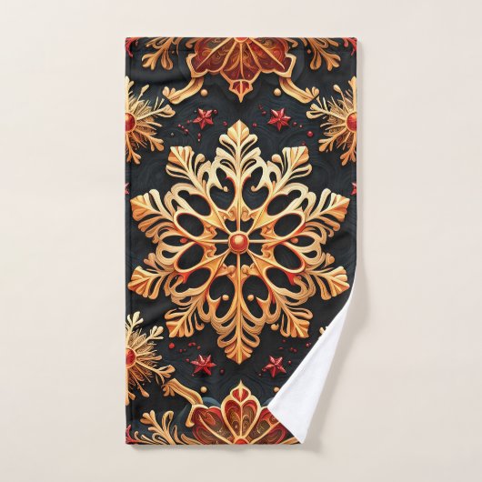 Golden Snowflakes Elegante Winterferien Design Badhandtuch Set (Handtuch)