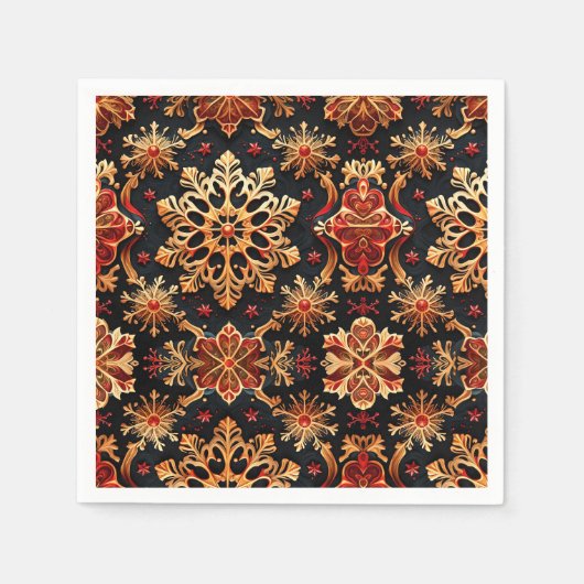 Golden Snowflakes Elegante Winterferien Design Serviette (Vorderseite)