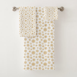 Golden Snowflakes Frohe Weihnachten Personalisiert Badhandtuch Set