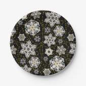 Golden Snowflakes Glam Pappteller (Vorderseite)