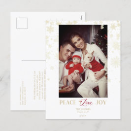 Golden Snowflakes & Holly Custom Foto Feiertagspostkarte