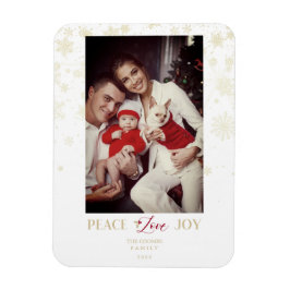 Golden Snowflakes & Holly Custom Foto Magnet