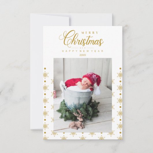 Golden Snowflakes Merry Christmas Photo Baby (Vorderseite)