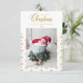 Golden Snowflakes Merry Christmas Photo Baby (Stehend Vorderseite)