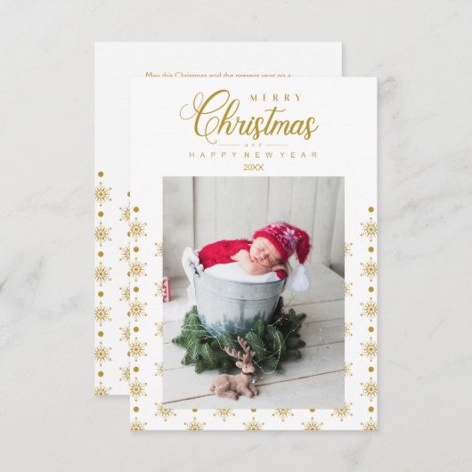 Golden Snowflakes Merry Christmas Photo Baby (Vorne/Hinten)