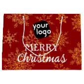 Golden Snowflakes Rote Weihnachten Custom-Logo Große Geschenktüte (Vorderseite)