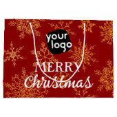 Golden Snowflakes Rote Weihnachten Custom-Logo Große Geschenktüte (Rückseite)