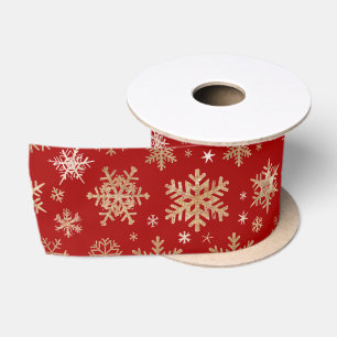 Golden Snowflakes Weihnachten Satinband