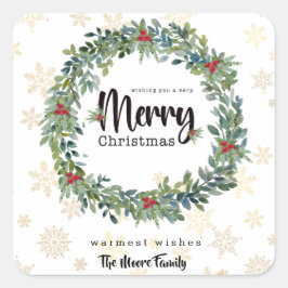 Golden Snowflakes Weihnachtsaufkleber Quadratischer Aufkleber