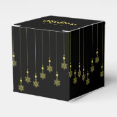 Golden Snowflakes with Christmas Quote on Black Geschenkschachtel (Vorderseite)