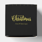 Golden Snowflakes with Christmas Quote on Black Geschenkschachtel (Oben)