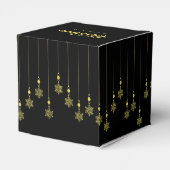 Golden Snowflakes with Christmas Quote on Black Geschenkschachtel (Rückseite)