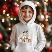 Golden Snowman: Add Elegance to Your Holiday Deco Hoodie