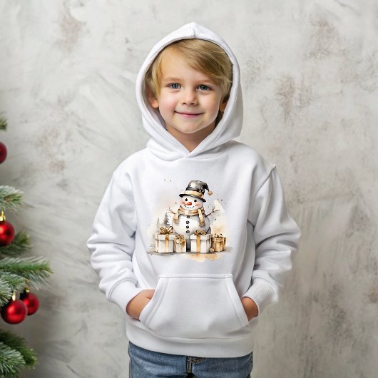 Golden Snowman: Add Elegance to Your Holiday Deco Hoodie