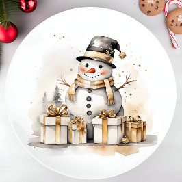 Golden Snowman: Add Elegance to Your Holiday Deco Pappteller