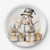 Golden Snowman: Add Elegance to Your Holiday Deco Pappteller (Vorderseite)