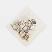 Golden Snowman: Add Elegance to Your Holiday Deco Serviette (Ecke)