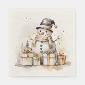 Golden Snowman: Add Elegance to Your Holiday Deco Serviette (Vorderseite)