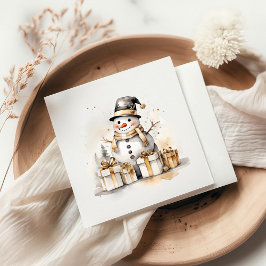 Golden Snowman: Add Elegance to Your Holiday Deco Serviette