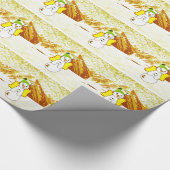 Golden Snowman Angel Wrapping Paper Geschenkpapier (Ecke)