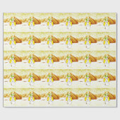 Golden Snowman Angel Wrapping Paper Geschenkpapier (Flach)