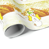 Golden Snowman Angel Wrapping Paper Geschenkpapier (Rolleneckpunkt)
