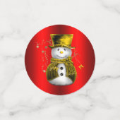 Golden Snowman Red Christmas Konfetti (Klein Vorderseite)