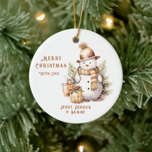 Golden Snowman Weihnachtsbaum Keramik Ornament (Baum)