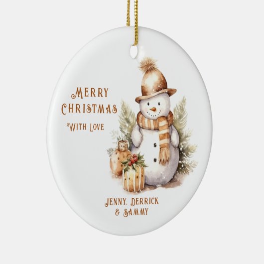 Golden Snowman Weihnachtsbaum Keramik Ornament (Rechts)