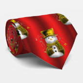 Golden Snowmen auf Rot Krawatte (Gerollt)