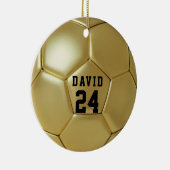Golden Soccer Ball Personalisiert Name Team Nummer Keramik Ornament (Rechts)