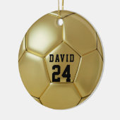 Golden Soccer Ball Personalisiert Name Team Nummer Keramik Ornament (Links)
