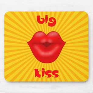 Golden Solar Rays Rote Lippen Großkuss Mousepad