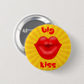 Golden Solar Rays Rote Lippen Kuss Button (Vorne & Hinten)