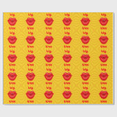Golden Solar Rays Rote Lippen Kuss Geschenkpapier (Flach)