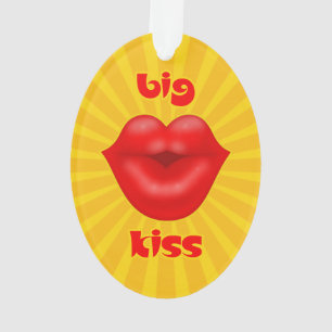 Golden Solar Rays Rote Lippen Kuss Ornament