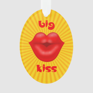 Golden Solar Rays Rote Lippen Kuss Ornament